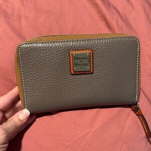 Dooney & Bourke Gray and Tan Leather Wallet